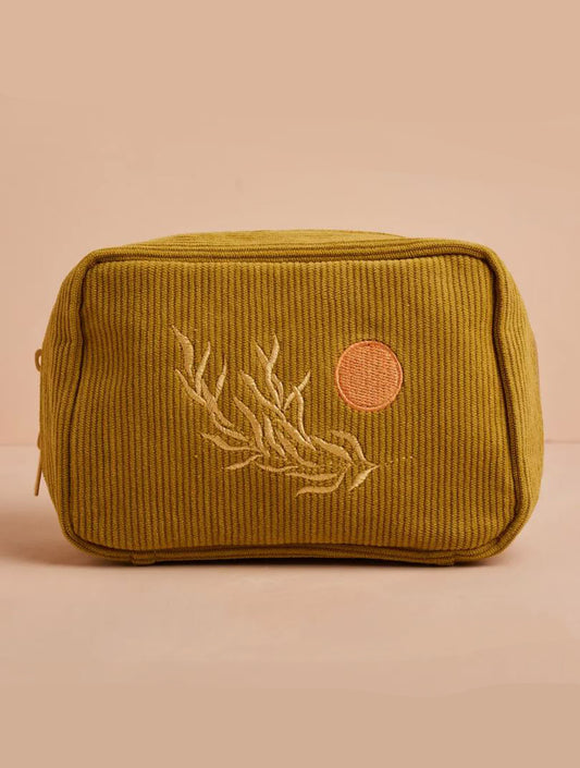 Corduroy Makeup Bag in Olive