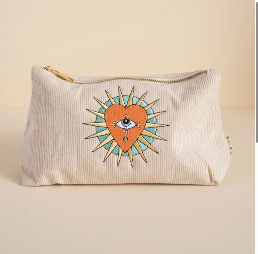 Medium Corduroy Pouch in Stone