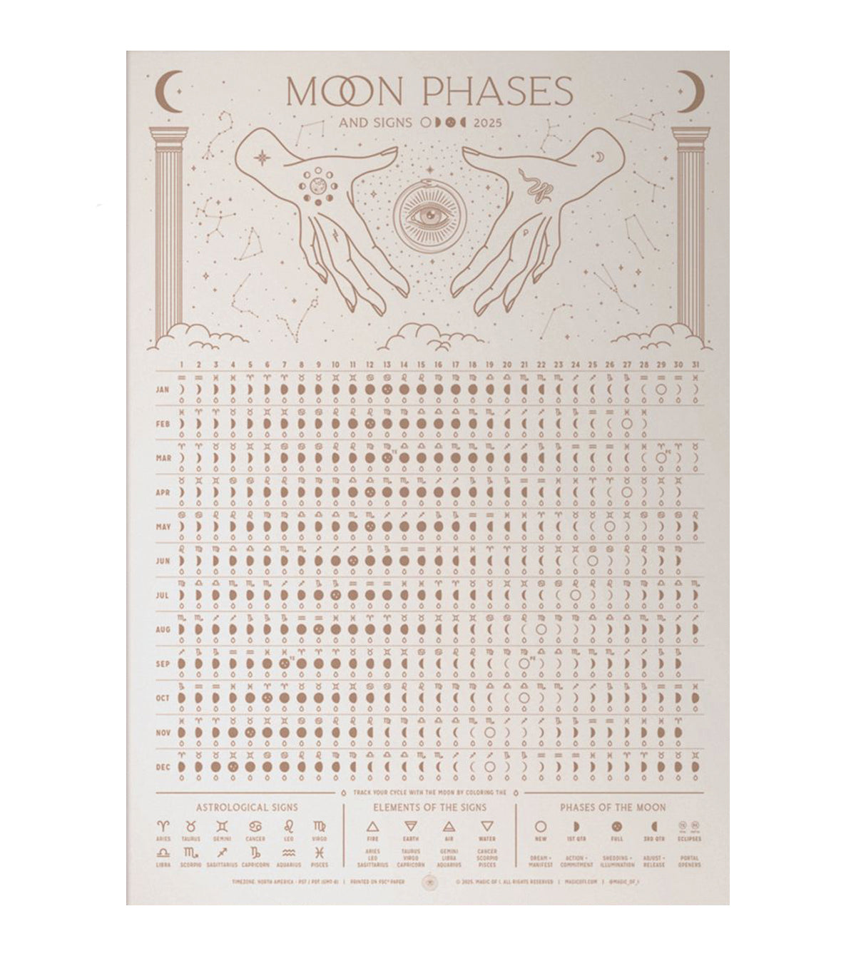 Magic of I - Moon Phase Calendar A2 print 2025 + keepsake box